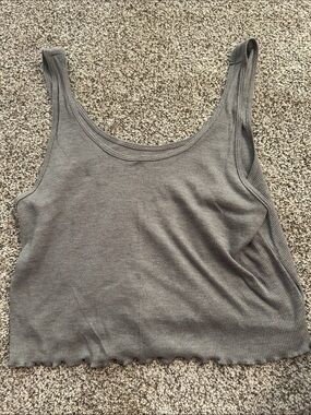 aerie Olive Ribbed Scoop Tank